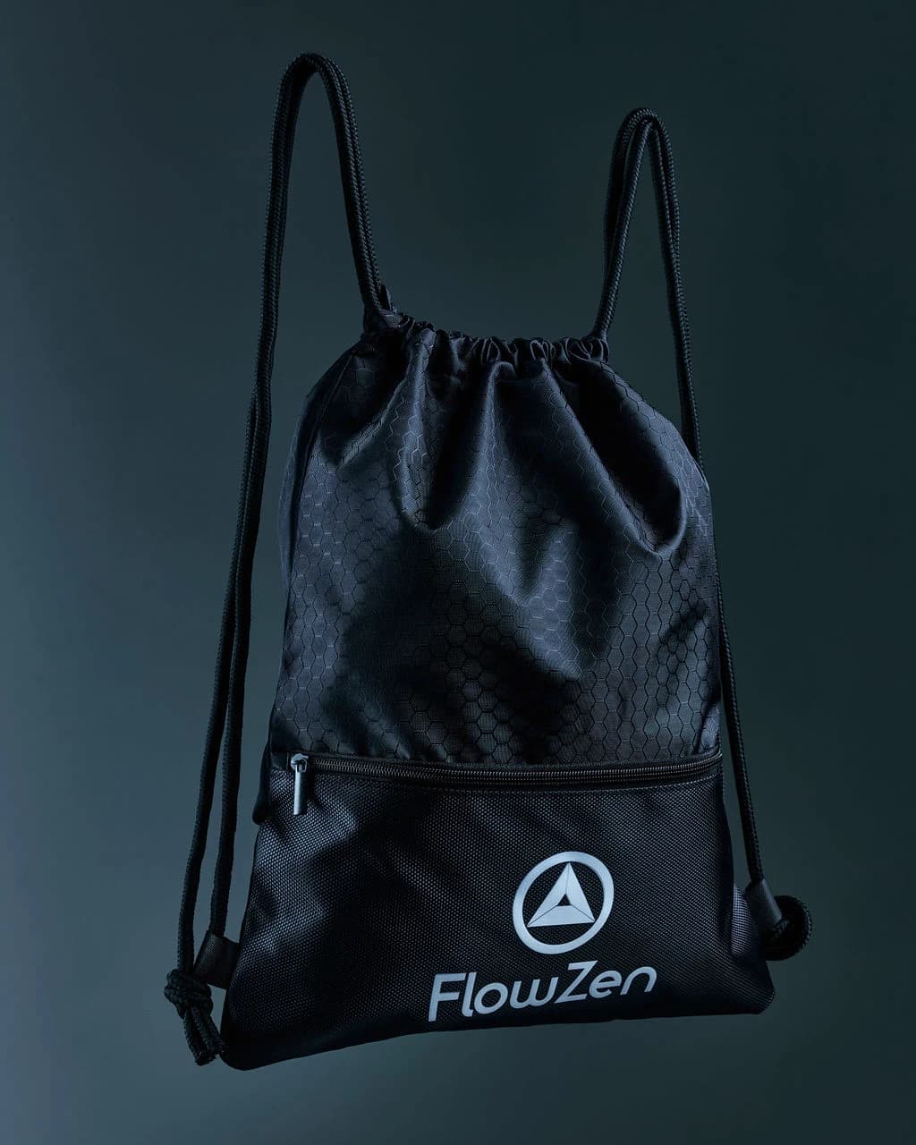 FlowZen drawstring backpack, front view